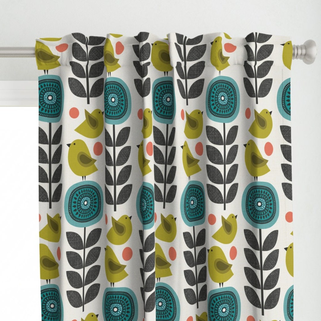 Vintage Earthy Floral Curtain Panel