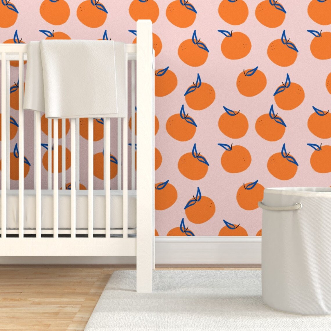 Pink Wallpaper Clementines Large Scale by tarareed Etsy