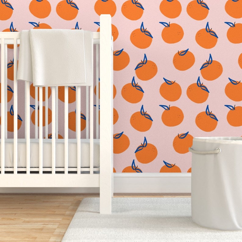 Pink Wallpaper Clementines Large Scale by Tarareed Etsy