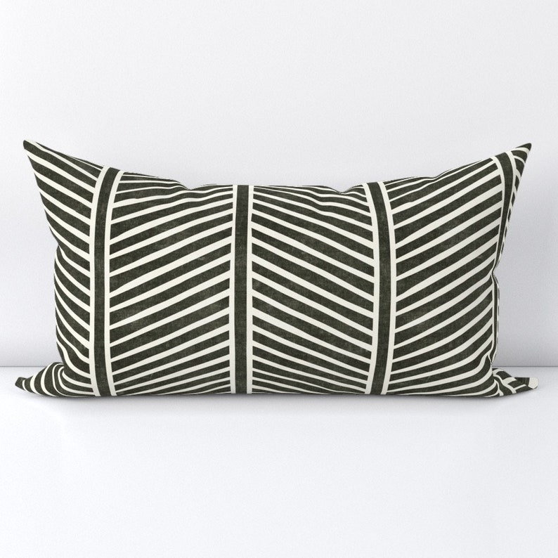 Olive Feathers Accent Pillow Dark Green Chevron by littlearrowdecor Chevron Stripe Rectangle Lumbar Throw Pillow by Spoonflower image 3
