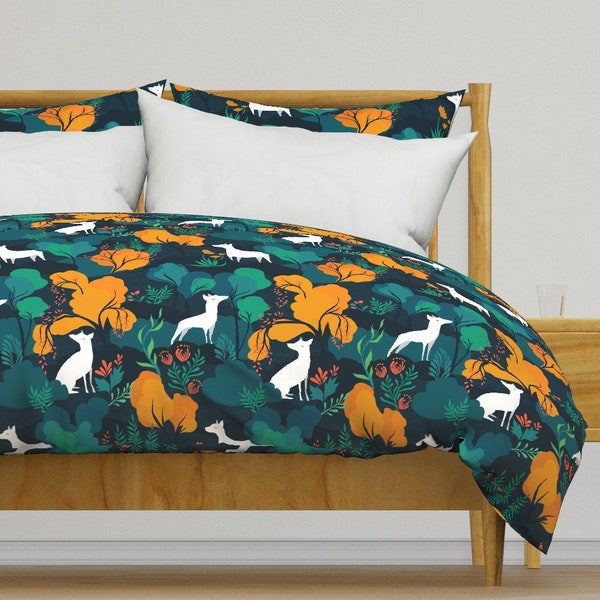 Modern Cabin Bedding - The Wild by ceciliamok - Mountain Retreat Year Of The Dog Cotton Sateen Duvet Cover OR Pillow Shams by Spoonflower