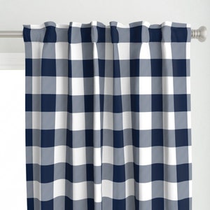 Buffalo geruit gordijnpaneel - marineblauw Buffalo geruit van littlearrowdesign - marineblauw jumbo grootschalig geruit gordijnpaneel op maat van Spoonflower