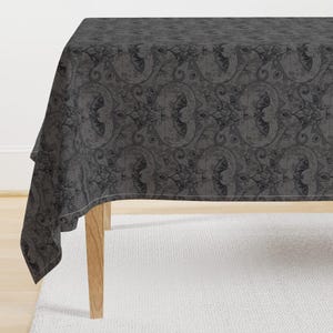 Goth Tablecloth - Gothic Lace - Bats by appleyards - Lace Grey Gothic Bats Halloween Witches Spiders Cotton Sateen Tablecloth by Spoonflower