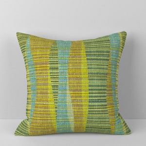 Mid Century Modern Throw Pillow Olive Lines by theodesign Olive Green Aqua Retro 1960s Decorative Square Throw Pillow by Spoonflower image 3
