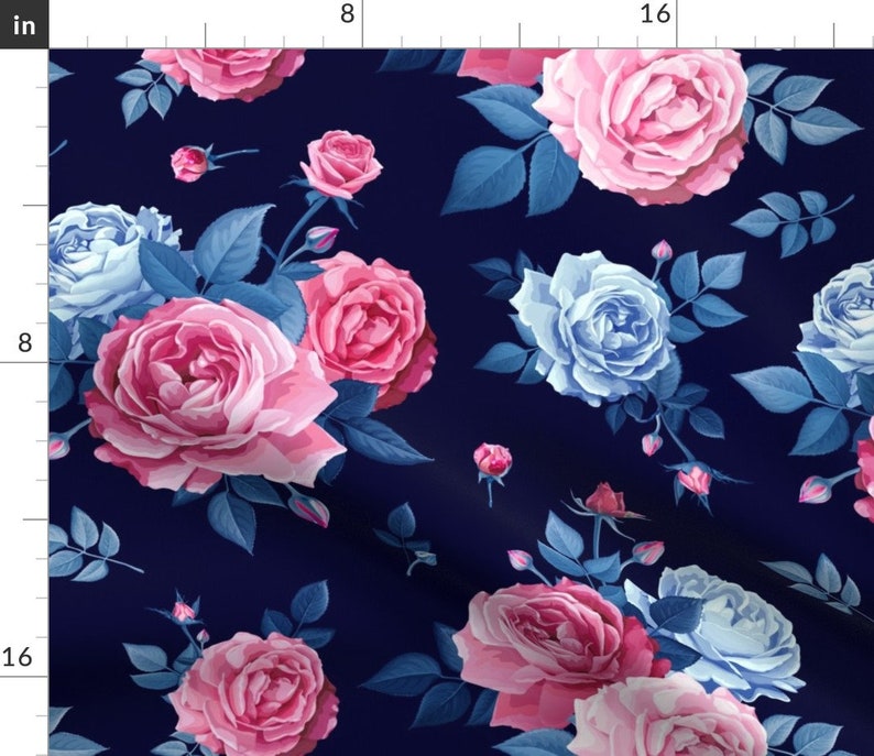 - Pink Rose Flowers by ledelena Maximalist Floral Dinner Napkins Set of 2 Romantic Rose Pink Purple Blue Cloth Napkins by Spoonflower