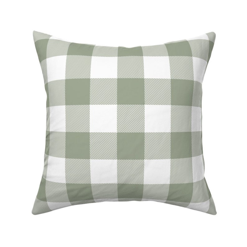 Sage Green and White Throw Pillow Sage Buffalo Plaid by Etsy
