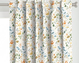 Whimsical Woodland Curtain Panel - Hiking by natalia_gonzalez - Outdoors Nature Explorer Kids Baby Room Custom Curtain Panel by Spoonflower