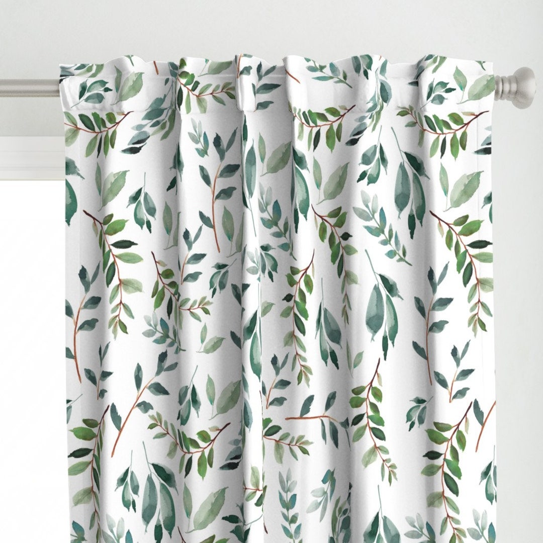 Watercolor Leaves Curtain Panel Wild at Heart Branches by Shopcabin ...