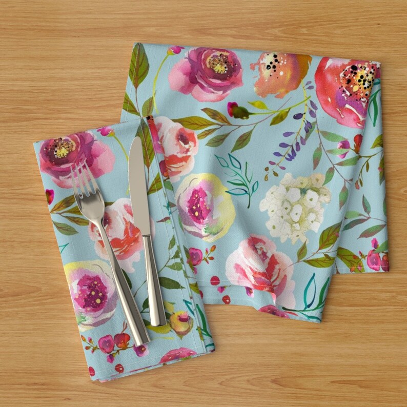Easter Flowers Dinner Napkins Set of 2 Spring Garden On Etsy