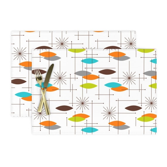 Mid Century Modern Placemats set of 2 Orbs 7 by Etsy