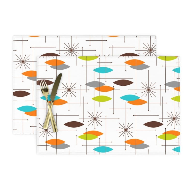 Mid Century Modern Placemats set of 2 Orbs 7 by Etsy