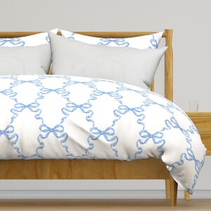 Ribbon Bow Floral Bedding Set / White Blue, Best Stylish Bedding