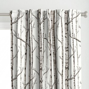 Woodland Curtain Panel - Smaller Scale Birch Grove by willowlanetextiles - Forest Birch Trees Outdoor Custom Curtain Panel by Spoonflower