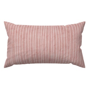 Minimal Blush Lumbar Pillow - Farmhouse Simple Lines Vertical Stripe Blush Pink Rectangle Accent Throw Pillow - Lines Blush by ilonitta