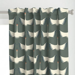 Bird Curtain Panel - Whooping Crane Migration - 24&quot; Wings by katerhees - Home Decor Whooping Crane 1920s Custom Curtain Panel by Spoonflower