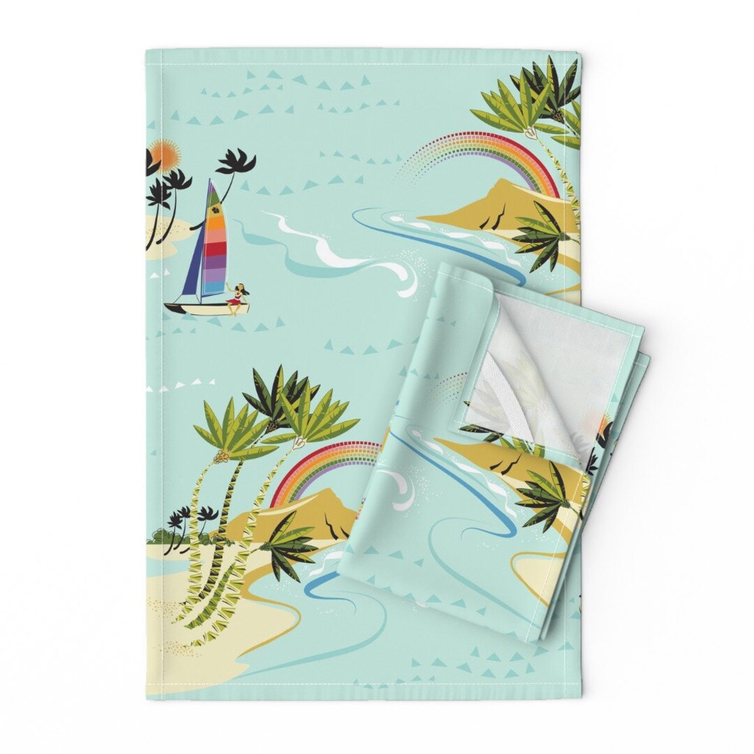 Hawaii Tea Towels set of 2 Heading to Diamond Head by Etsy