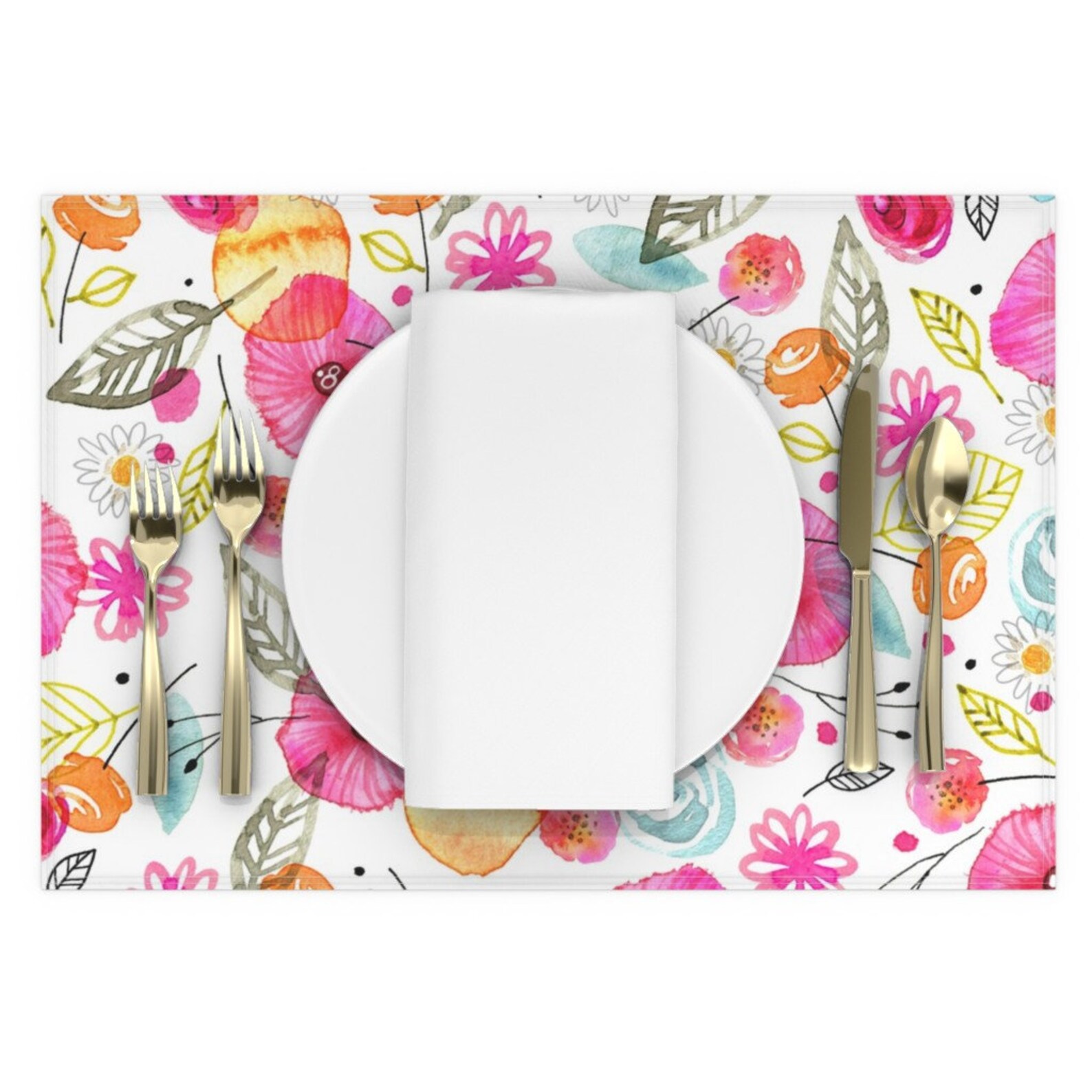 Watercolor Floral Placemats Set of 2 Poppies by Etsy