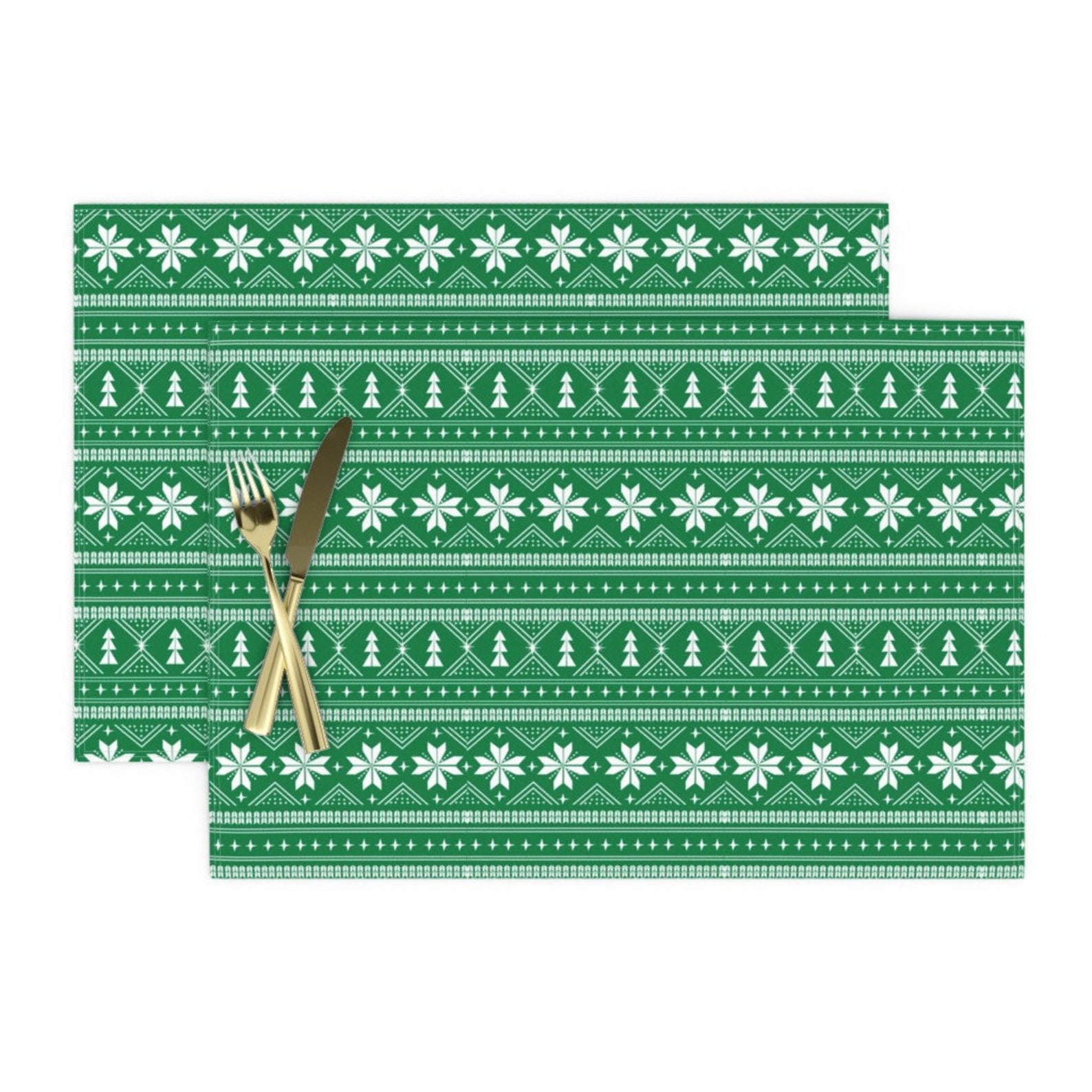 Green Scandinavian Placemats set of 2 Nordic Christmas by Etsy