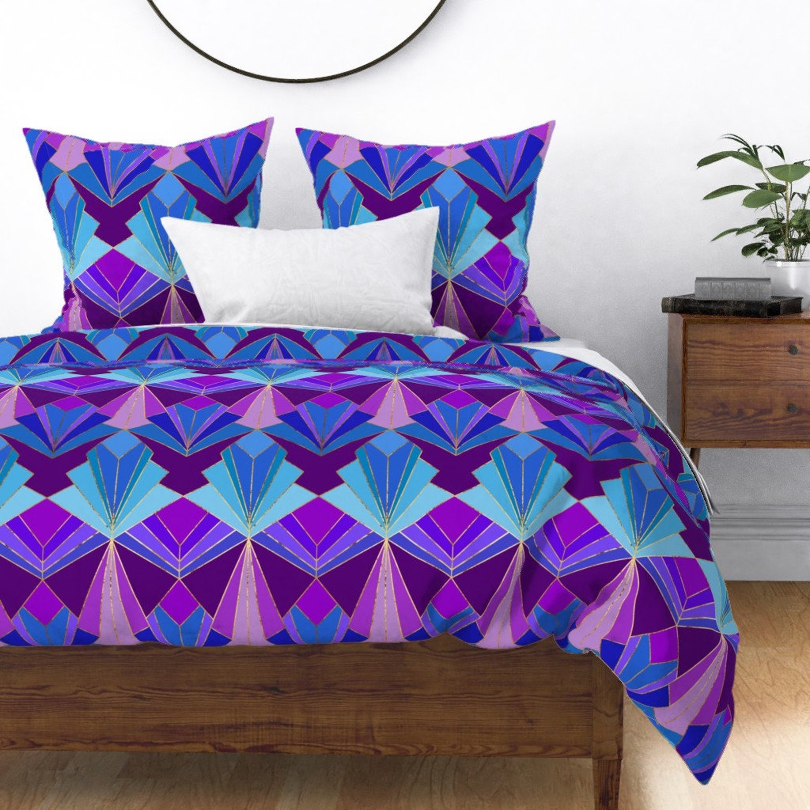 Jewel Tone Art Deco Duvet Cover Peacock Art Deco by Etsy