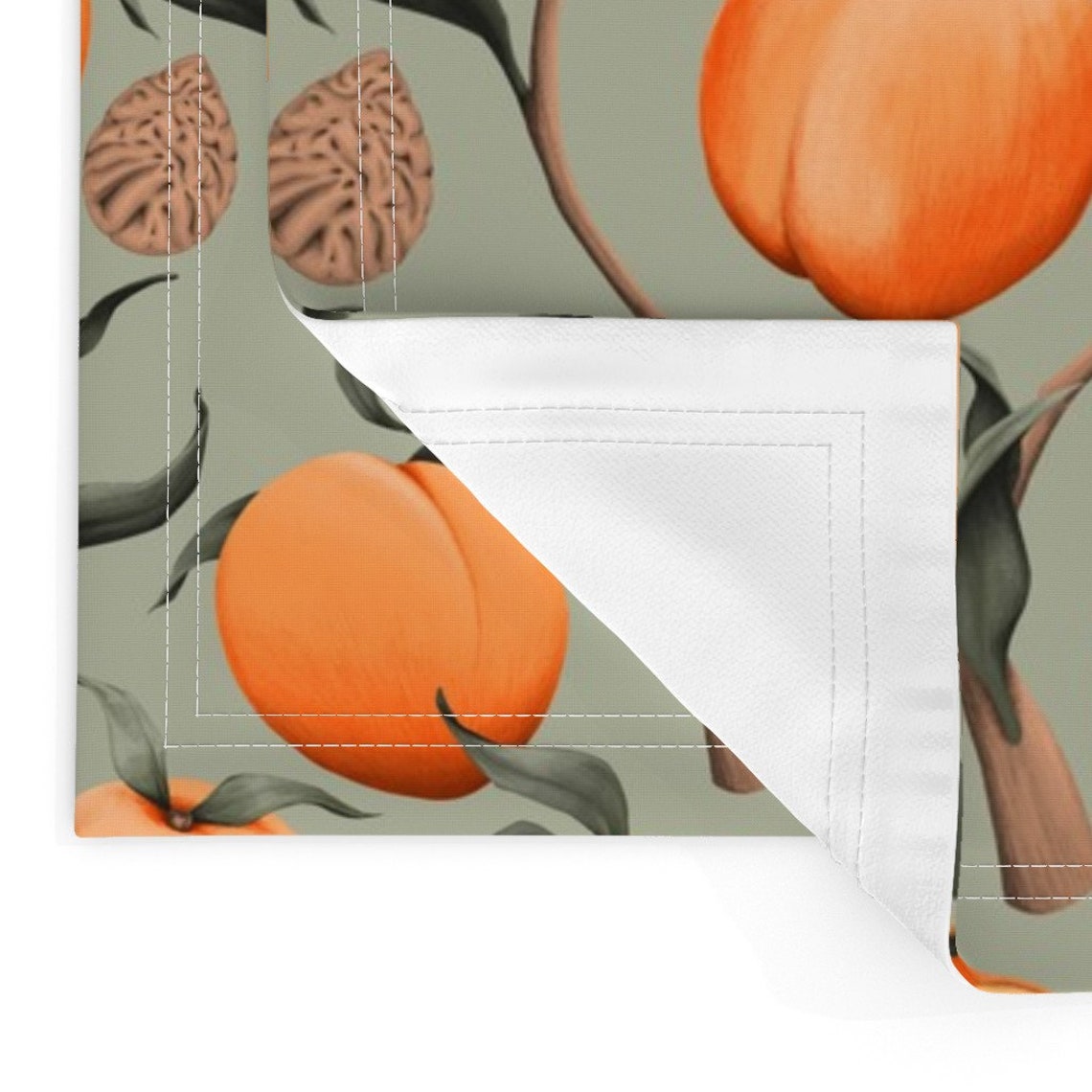 Summer Peaches Placemats Set of 2 Peach Lightgreen by Etsy