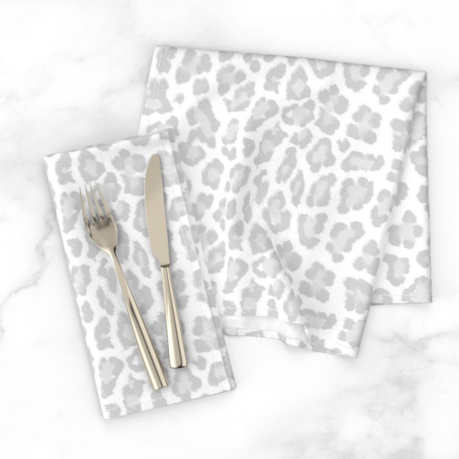 Neutral Cheetah Dinner Napkins Set of 2 Gray Leopard Print Etsy