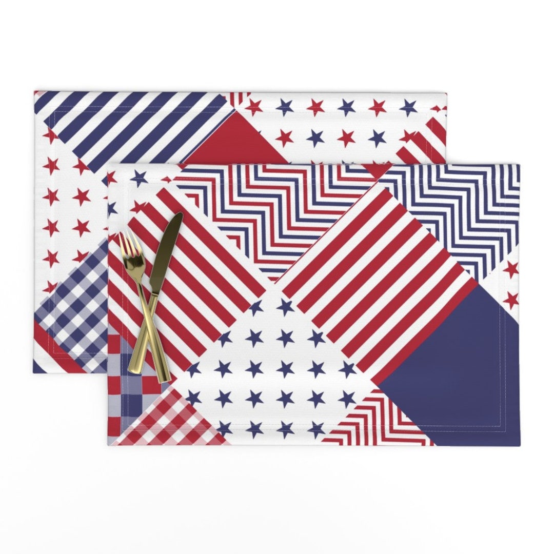 American Flag Placemats set of 2 Usa Patchwork by Etsy