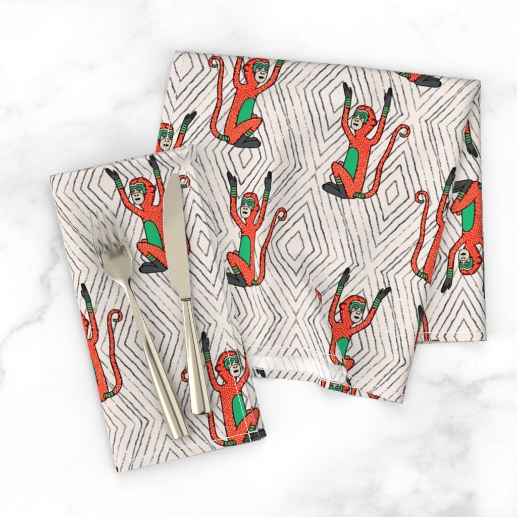 Discover Diamond Monkeys, Jungle Boho Animal Whimsical Bohemian Napkins