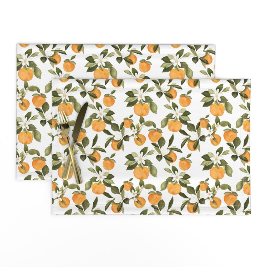 Oranges Placemats set of 2 Orange Blossom by Mintpeony Etsy