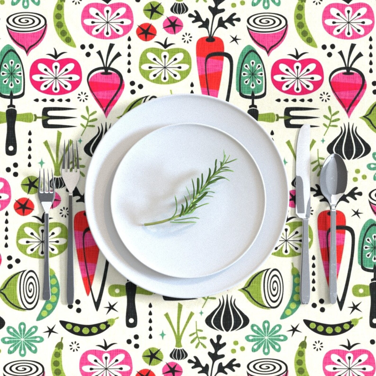 Retro Garten Tischdecke Mod Veggie Garden von studioxtine | Etsy