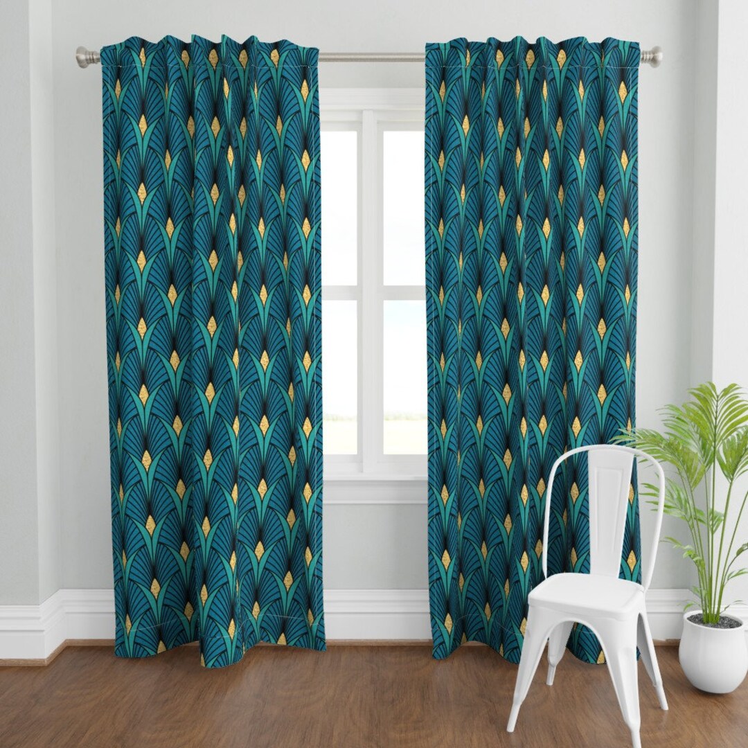 Peacock Jewels Curtain Panel Art Deco by Emikundesigns Etsy