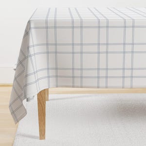 Simple Blue Plaid Tablecloth - Watercolor Double Plaid by danika_herrick - Windowpane Check Minimal Cotton Sateen Tablecloth by Spoonflower