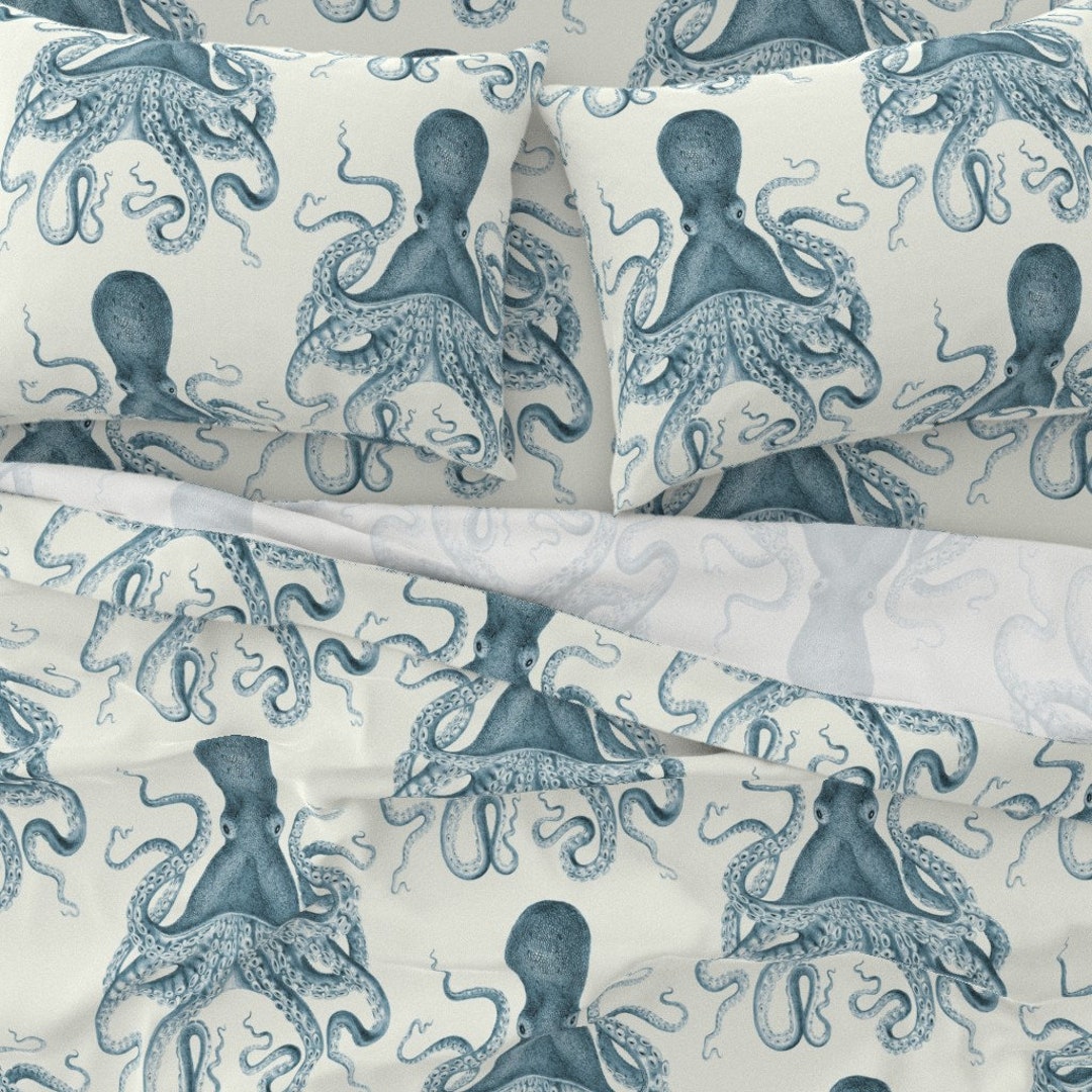 Vintage Nautical Sheets Octopus Oasis in Sea by - Etsy