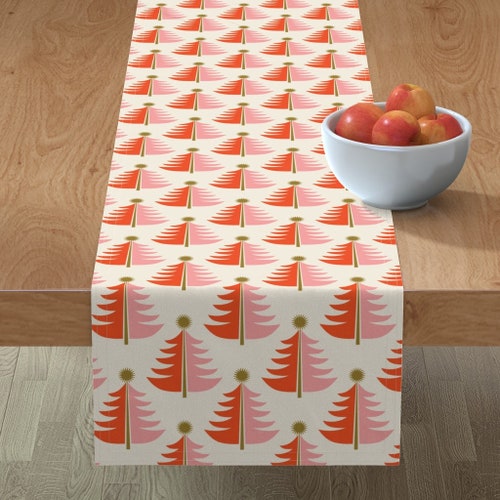 Retro Holiday Table Runner Tree Topped Christmas by Etsy