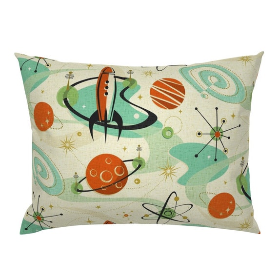 Retro Vintage Cushion Cover Throw Pillow Case Rockets Sci Fi Space Ships Atomic Retro Vintage Cushion Cover Throw Pillow Case Rockets Sci Fi Space Ships Atomic