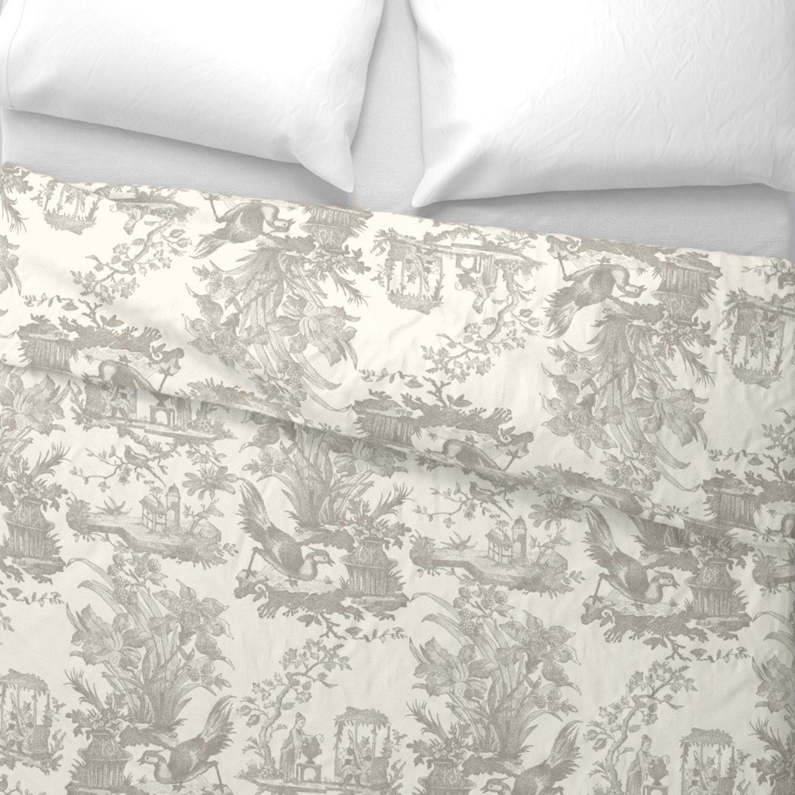 Antique Style Duvet Cover Neutral Toile by Etsy