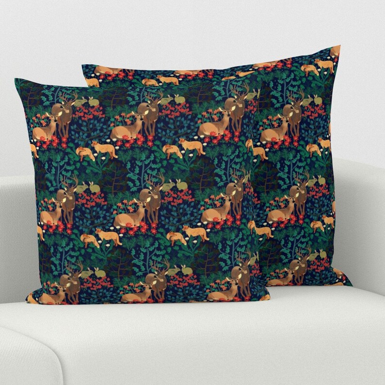Woodland Animals Throw Pillow Paired up by Susan_polston Etsy