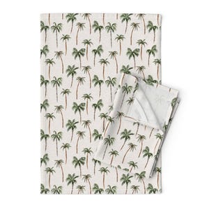 Palm Tree Tea Towels (Set of 2) - Watercolor Palm Trees  by hipkiddesigns - Summer Beach Tropical Linen Cotton Tea Towels by Spoonflower