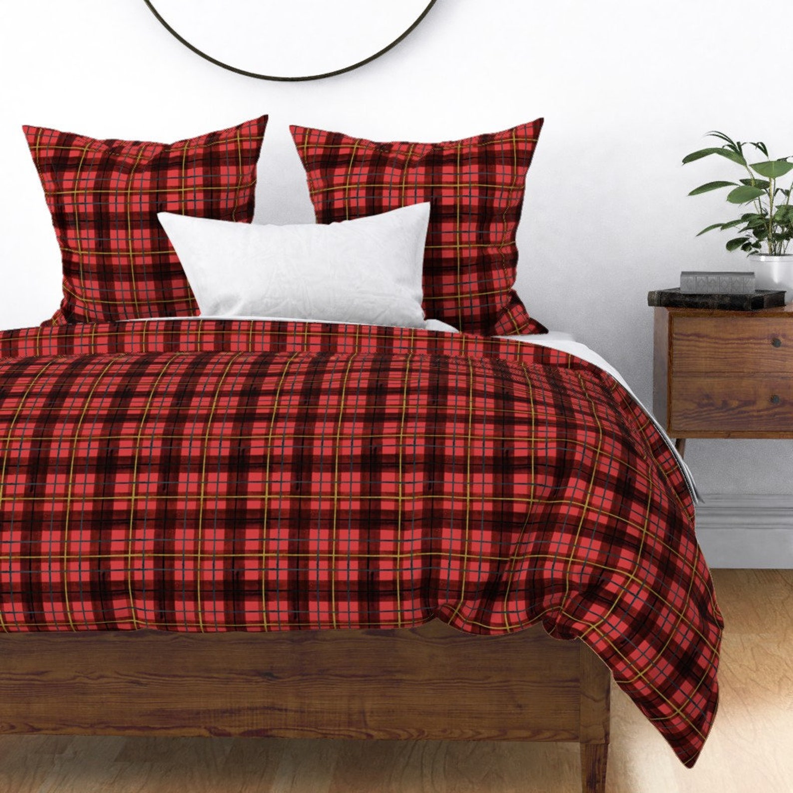 Plaid Duvet Cover Red Tartan by crystal_walen Holiday Etsy