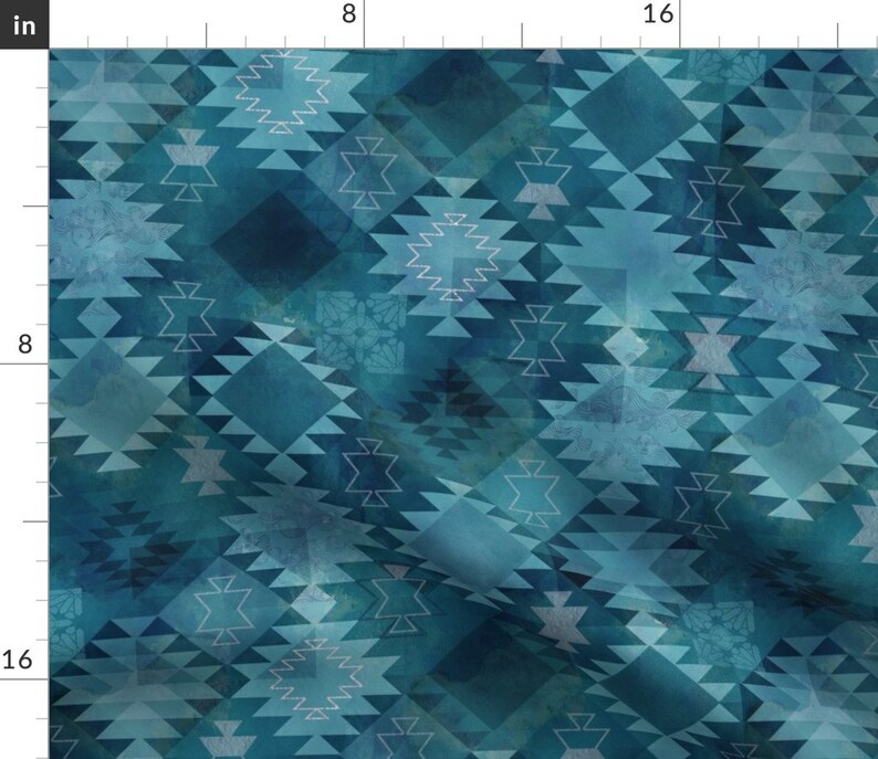 - Kilim Dark Blue by adenaj Set of 2 Bohemian Abstract Turquoise Boho Home Decor Cloth Placemats by Spoonflower Tribal Placemats