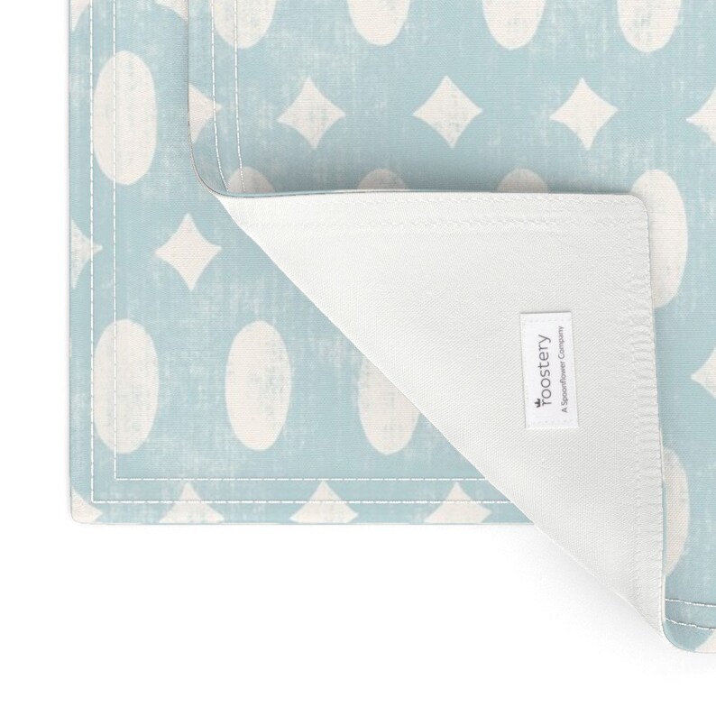 Weathered Look Cloth Placemats by Spoonflower - Beachy Boho Lantern Geometric by bexmorley Set of 2 Blue Cream Geo Placemats