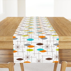 Mid Century Modern Table Runner - Orbs 7 by tonyanewton - Space Age Abstract Atomic Retro 1950s  Cotton Sateen Table Runner by Spoonflower