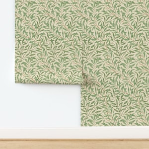 William Morris Non-Pasted Wallpaper - Willow Bough by peacoquettedesigns - Victorian Art Nouveau Wallpaper Double Roll by Spoonflower