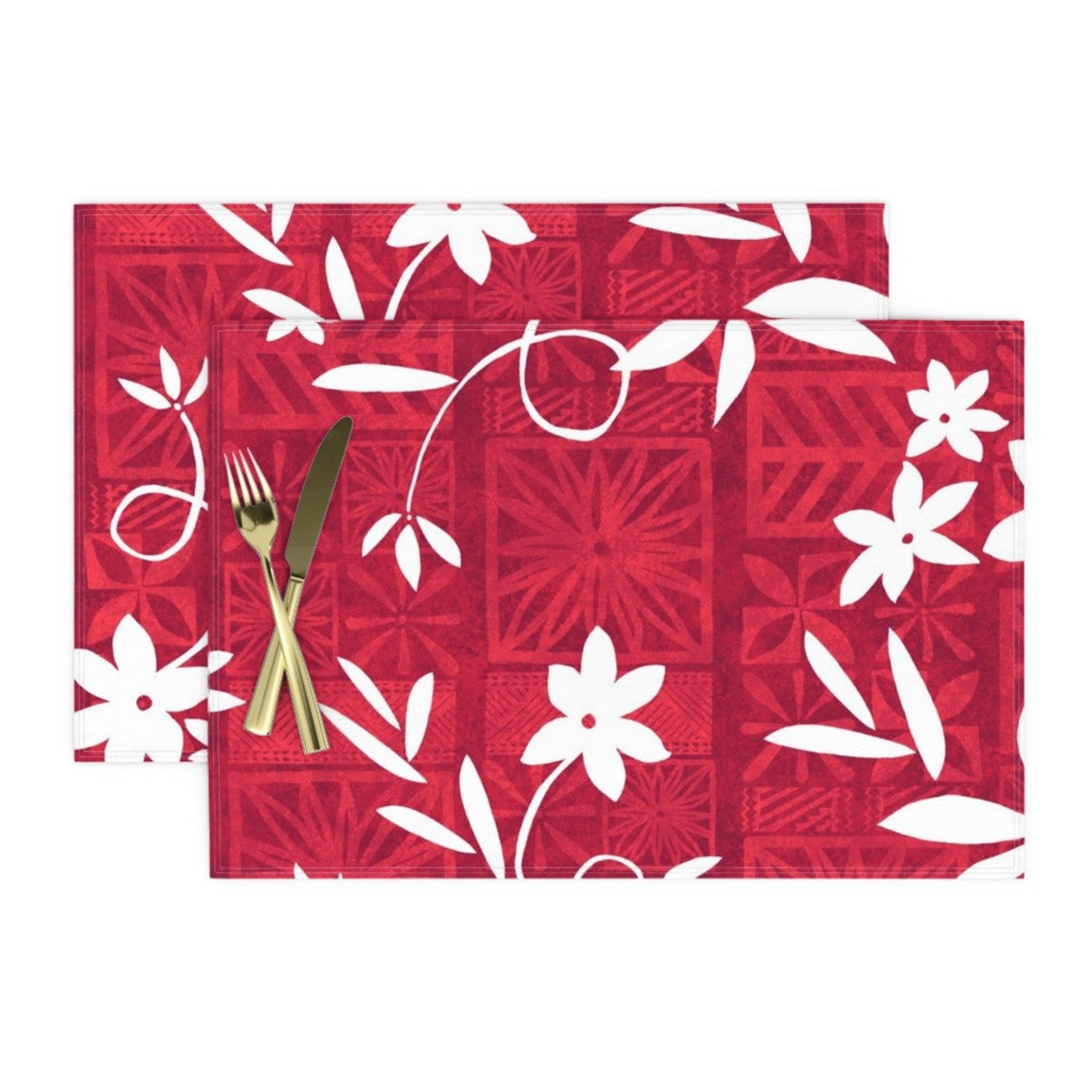 Retro Hawaii Placemats Set of 2 Christmas Tiki by kadyson Etsy