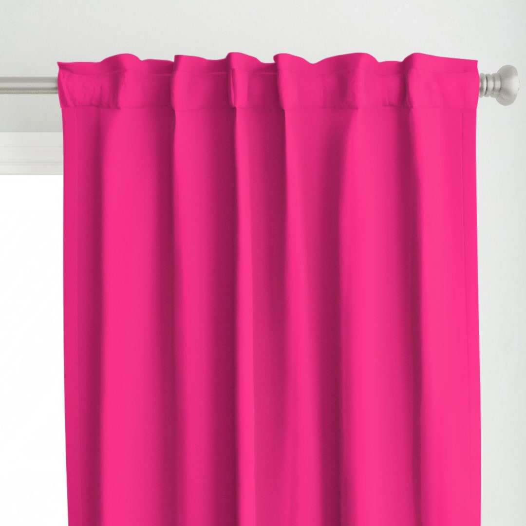 Hot Pink Curtain Panel Hot Pink by Theartwerks Medium Pink Etsy