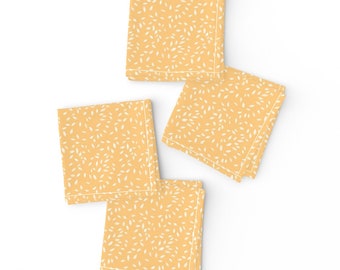 Yellow Cocktail Napkins (Set of 4) - Fallen Seeds by ginaanne -  Wheat Seeds Spots Hand Drawn Seed Sack  Cloth Napkins by Spoonflower