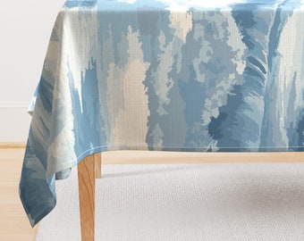 Abstract Water Tablecloth - Rough Seas by jewelraider - Coastal Nautical Landscape Large Scale Cotton Sateen Tablecloth by Spoonflower