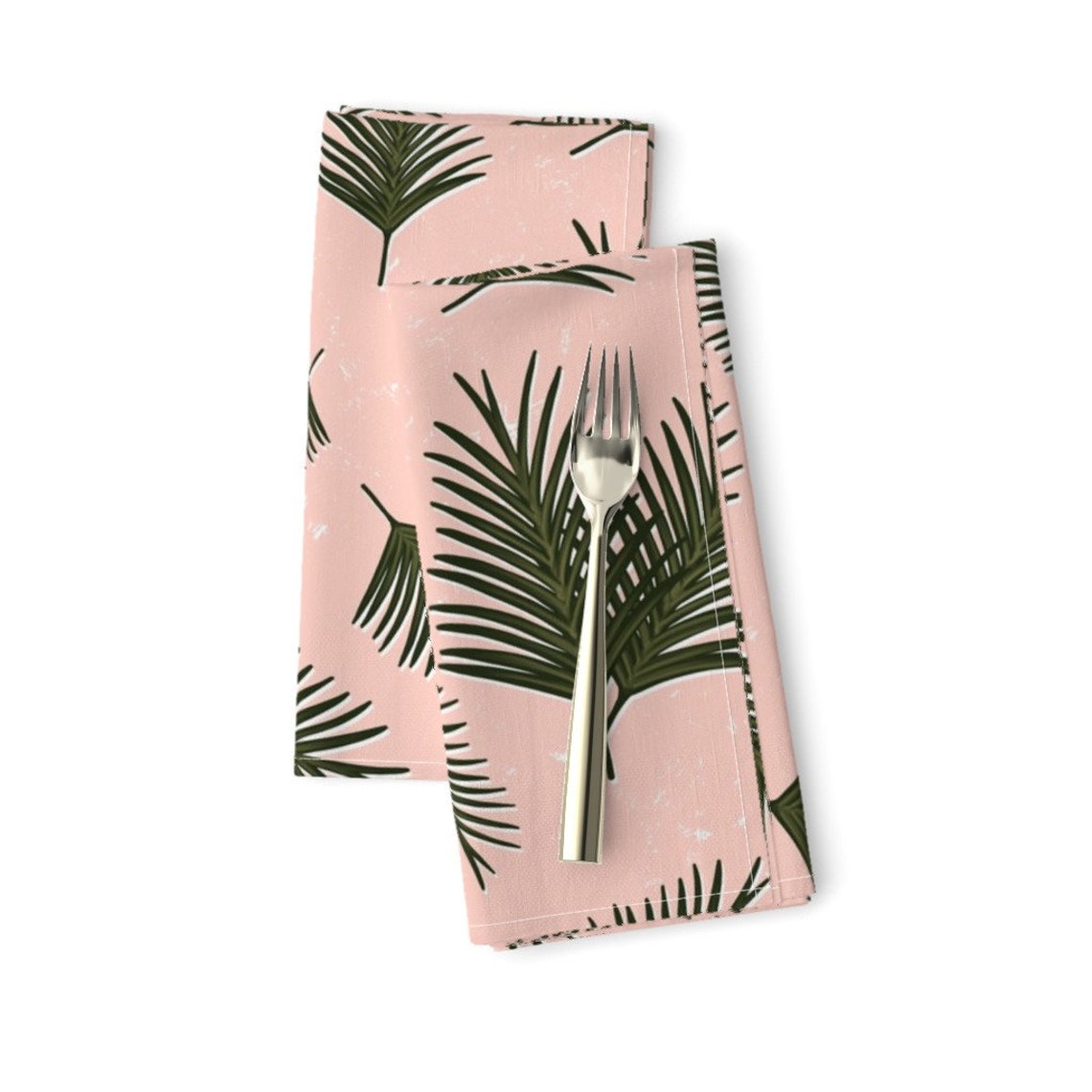 Tropical Dinner Napkins Set of 2 Green Palm Leaves On Pink Etsy