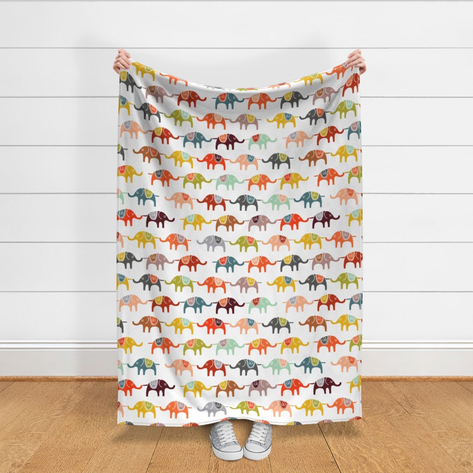 Colorful Elephant Throw Blanket Elephant March by endemic Etsy