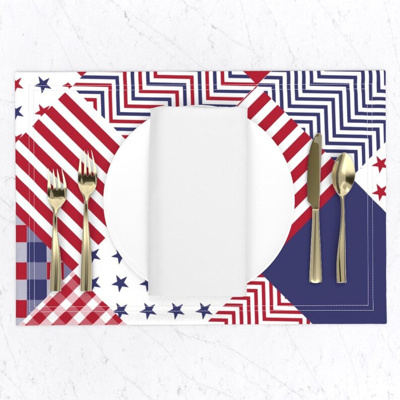 American Flag Placemats set of 2 Usa Patchwork by Etsy