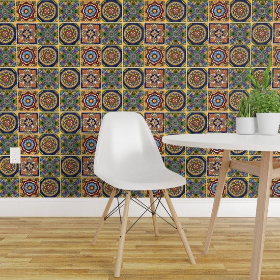 Talavera Wallpaper Mexican Wallpaper Double Roll by Spoonflower